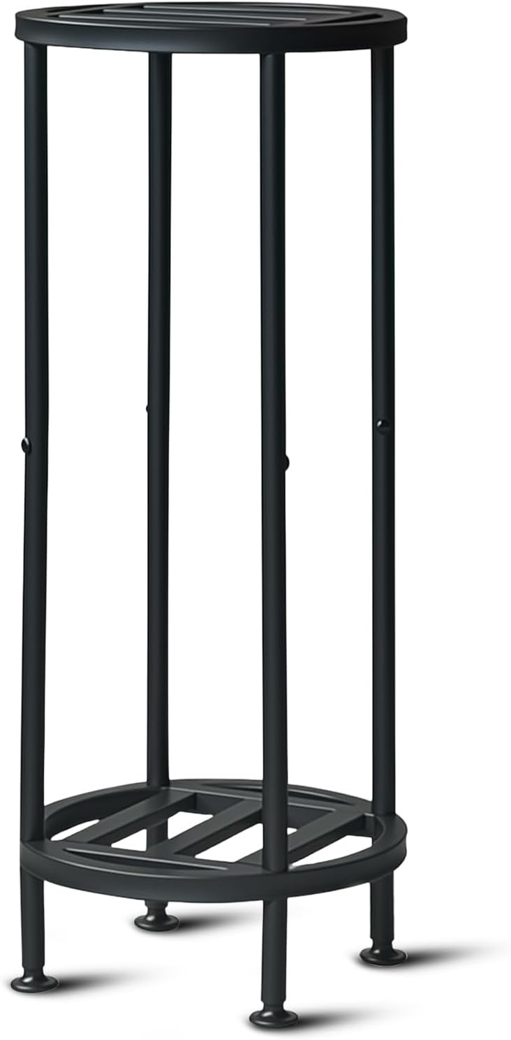 Plant Stand Indoor Outdoor,29" Tall Metal Plant Stands Riser,2 Tier Heavy Duty Wrought Iron Pedestal Holders,Tiered Round Flower Pot Stand,Outside Rust-Proof Black Flower Display stand for Patio