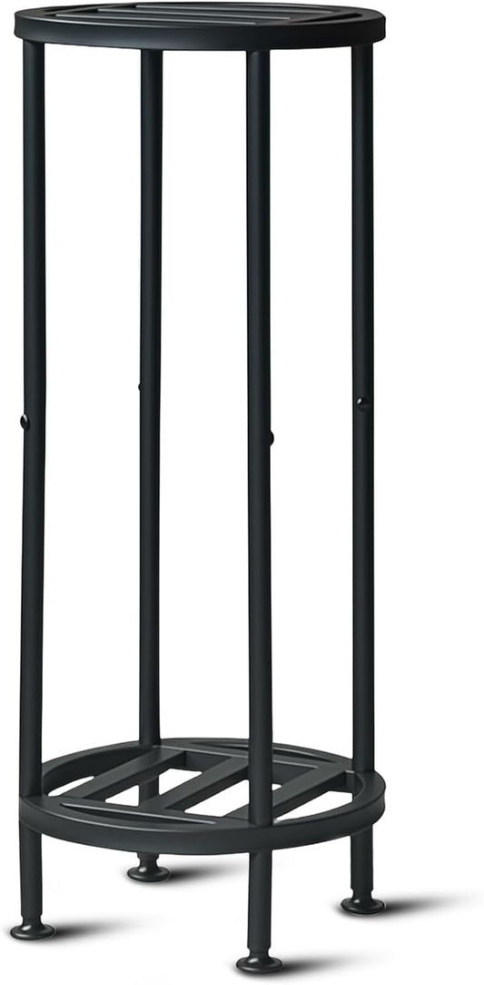 Plant Stand Indoor Outdoor,29" Tall Metal Plant Stands Riser,2 Tier Heavy Duty Wrought Iron Pedestal Holders,Tiered Round Flower Pot Stand,Outside Rust-Proof Black Flower Display stand for Patio