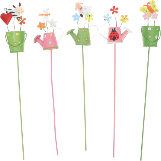 5pcs Metal Plant Picks Decorative Garden Stake Picks for Flower Pots Plant Decorations for Lawn Patio and Home