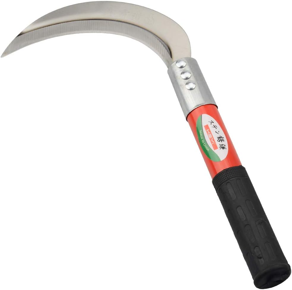 Weeding Sickle,Steel Grass Sickle,Premium Hand Forged Grass Sickle - Multipurpose Gardening Weeding Grass Sickle and Farming Portable Safety Sickle（11.8 in）