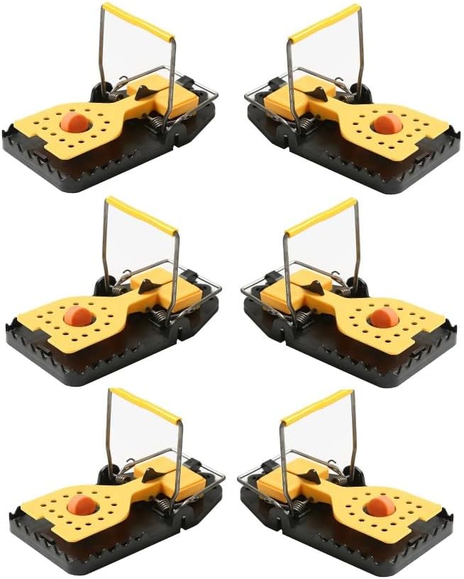 Bullseye - 6 Pack - Rat Traps - Indoor/Outdoor, Reusable, Easy Setup, Powerful Stainless Steel Spring, Tough ABS Body. Set Traps Without Getting Snapped. Great for Rats, Chipmunks & Other Rodents
