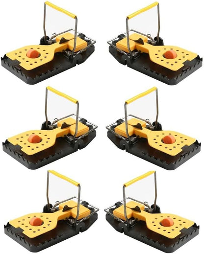 Bullseye - 6 Pack - Rat Traps - Indoor/Outdoor, Reusable, Easy Setup, Powerful Stainless Steel Spring, Tough ABS Body. Set Traps Without Getting Snapped. Great for Rats, Chipmunks & Other Rodents