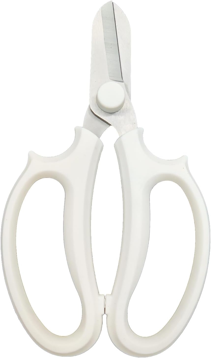 Gardening Scissor White Sharp Blade Alloy Steel Garden Shears for Cutting Flowers Trimming Plants of Yard Florist Rose Herb Hedge and Fruits Picking