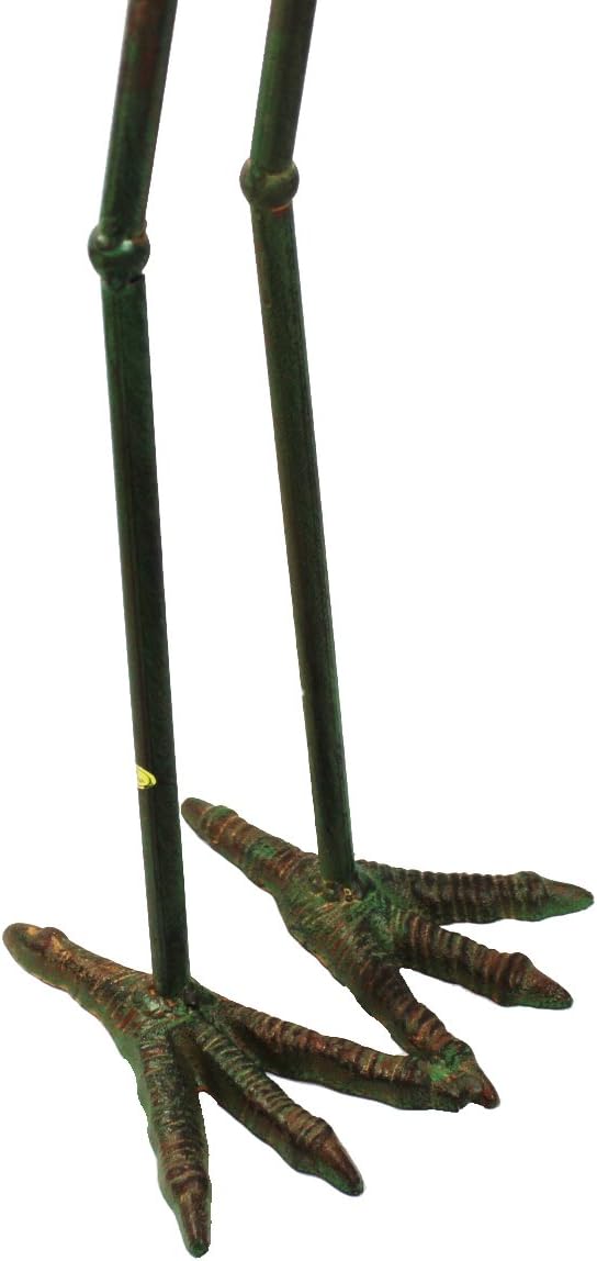 Seraphic Cast Iron Metal Crane/Heron Bird Garden Art Sculptures Statues for Indoor or Outdoor Lawn Decor, Antique Green, Set of 2