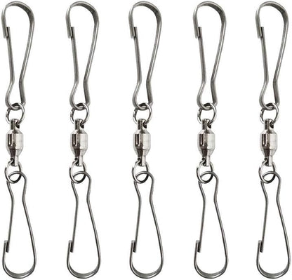 5pcs Extra Large Smooth Spinning Dual Clip Swivels Wind Spinner Hangers Spiral Tails Twisters Wind Socks, for Spinning windsocks and Any Kites, Flower pots, Plants, Bird feeders, Solar Lights, Flags