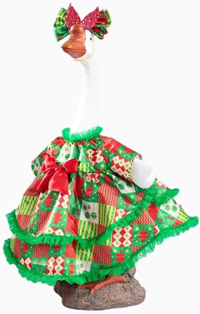 Christmas Porch Goose Outfit - 23" Goose Costume Festive Outfit for Cement Plastic Goose Statue – Funny Outdoor Decor,Lawn Yard Decor,Patio & Christmas Garden