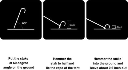 Eurmax USA Trampolines Stakes Heavy Duty Ground Stakes Canopy Parts Wind Stake with Rope 12 Inch Heavy Duty Stake Safety Ground Anchor Galvanized Steel J Shaped, Pack of 4(Silver)