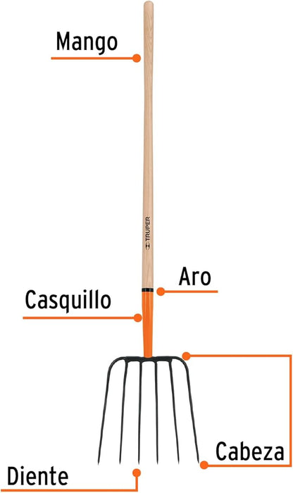 TRUPER BPJ-6 6-Tine Manure Fork 13" (33cm)