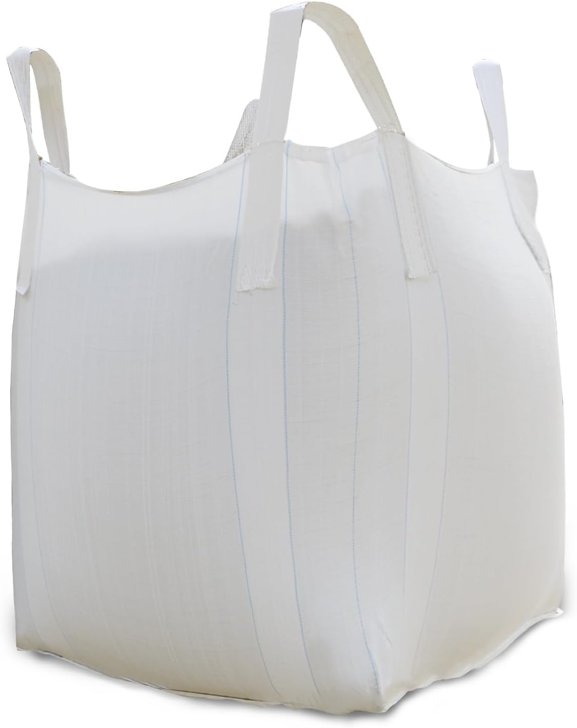 FIBC Bulk Bag - 2650 lbs Capacity, 39x39x39 inches, Polypropylene (PP), Open Top, White, Rectangular, Reusable, 1-Pack