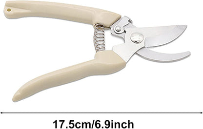 Garden Flower Shears Pruning Shears 6.9 inches Scissors Heavy Duty Plant Scissors for Cutting Flowers, Trimming Plants, Bonsai, Fruits Picking (White Handle)