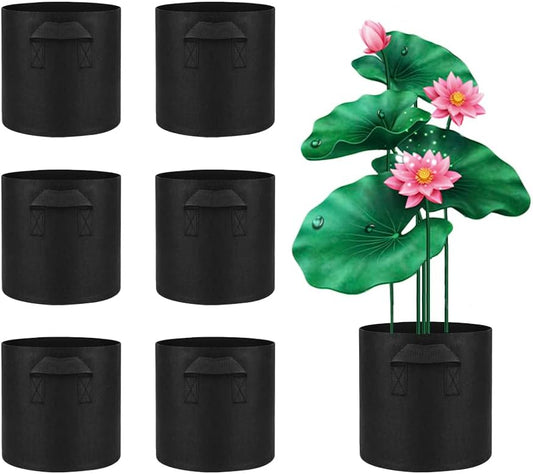 6 Pcs Lily Plant Pots for Pond, 1 Gallon Aquatic Pond Planter, Breathe Reusable Grow Bags with Handles for Aquatic Plants, Water Lily, Lotus, Potato,Onion,Flowers