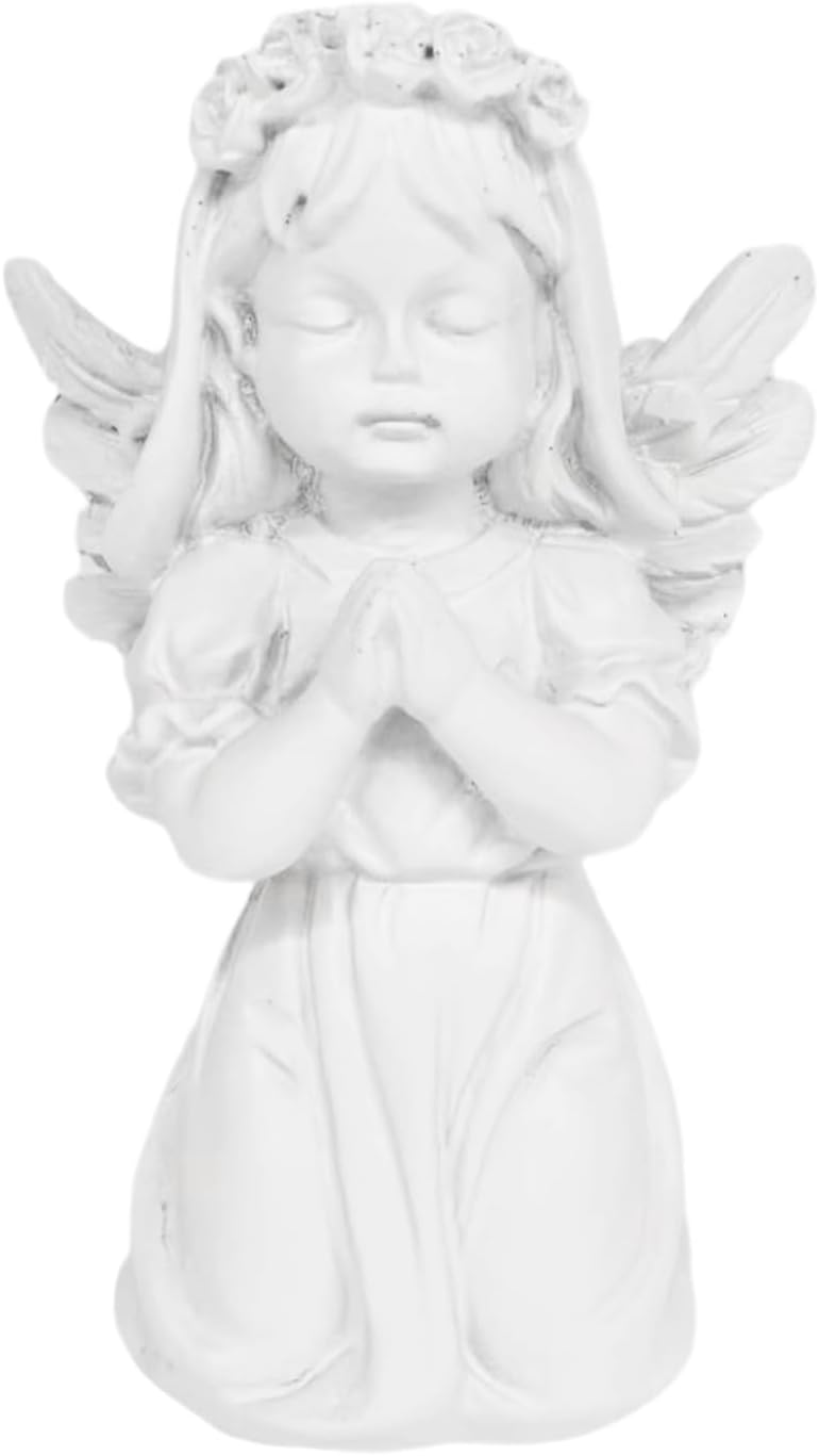 White Kneeling Praying Angel Statues, Handmade Resin Craft Home Decor, Indoor & Outdoor Angel Ornaments, Wedding Table Decor, Ideal Blessing Gift for Parents and Friends