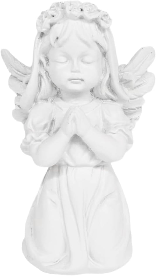 White Kneeling Praying Angel Statues, Handmade Resin Craft Home Decor, Indoor & Outdoor Angel Ornaments, Wedding Table Decor, Ideal Blessing Gift for Parents and Friends