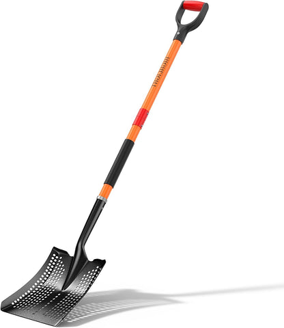 HIGHLIGHT Sifting Shovel, Heavy Duty Metal Sand Sifter for Beach, 45" Long Sifter Shovel for Beach Fun, Chicken Coop, Farm Goat Stall Sand Poop Cleaning, with Ergonomic D-Grip Handle