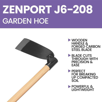 Zenport J6-208 Wood Handled Hoe, 7 Inch Carbon Steel Blades, Beige - 3 Pack