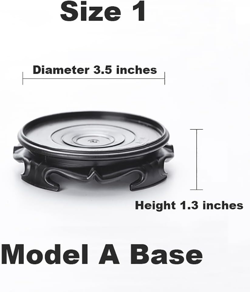 GOLDY&WENDY Round Vase Display Stand 3.5 Inch Black Imitation Wood Style Base Handmade Resin Pedestal