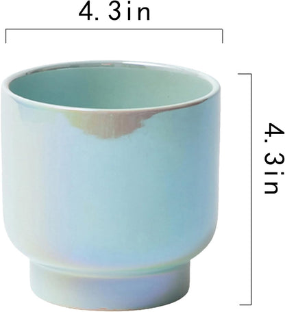 LB Blue Ceramic Planters for Indoor Plants, Succulent Plant Pots Ceramic Plant Pot, Modern Flower Pots for Living Room Office Home Decor, Round Flower Pot of 4.3 Inch(Plant Not Included)