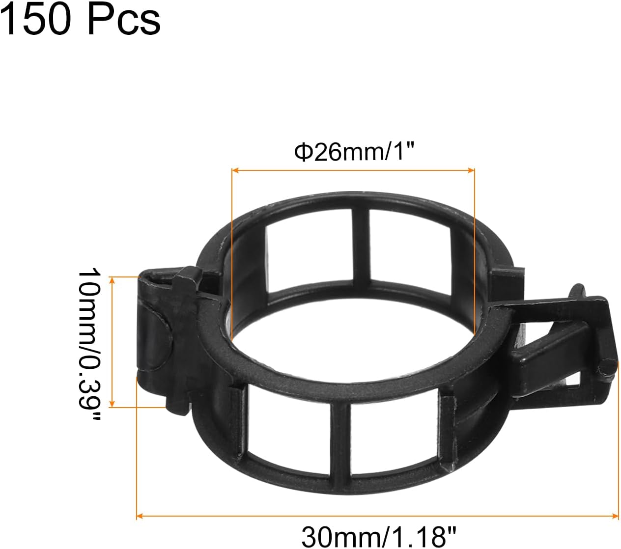 MECCANIXITY 150 Pcs Garden Plant Clips Fixing Clips Black 26mm Adjusting Plant Lever Loop Clips for Supporting Flower Vine Vegetables Climbing Plant Plant Stems
