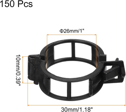 MECCANIXITY 150 Pcs Garden Plant Clips Fixing Clips Black 26mm Adjusting Plant Lever Loop Clips for Supporting Flower Vine Vegetables Climbing Plant Plant Stems