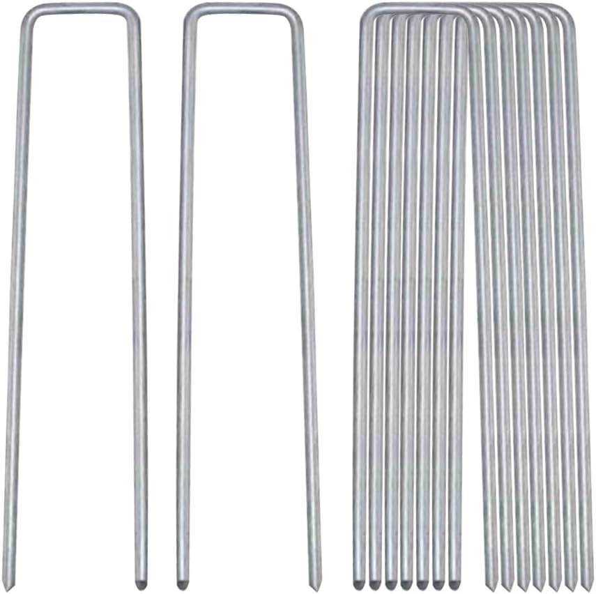 8 Gauge Ground Staples 8 Inch Landscape Staples 16Pack Metal Lawn Ground Barrier Cover Wire Heavy Duty U Sod Stakes Pins