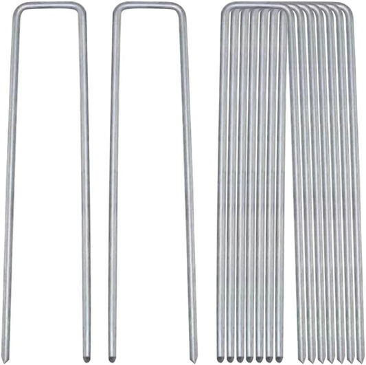 8 Gauge Ground Staples 8 Inch Landscape Staples 16Pack Metal Lawn Ground Barrier Cover Wire Heavy Duty U Sod Stakes Pins