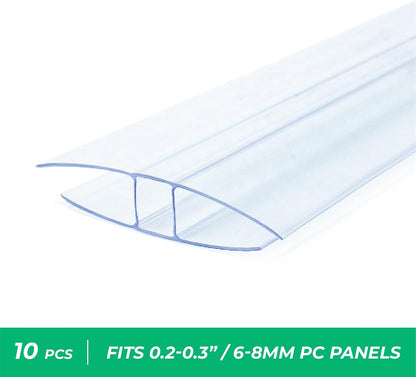 Greenhouses Polycarbonate Greenhouse Panels Connectors - Fit 6mm or 8mm Twin-Wall Polycarbonate Panels, Join 2 Pieces of Panels Together, 4-Foot Length, 10 Pieces (H Connectors 8mm-4ft)