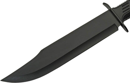 SZCO Full Tang Tactical Bowie Knife 15 Inch - Black Camping Knife with Rubber Handle, Stainless Steel Blade & Sheath - Pocket Knife for Hunting, Camping & Outdoor Uses - Knives for Men