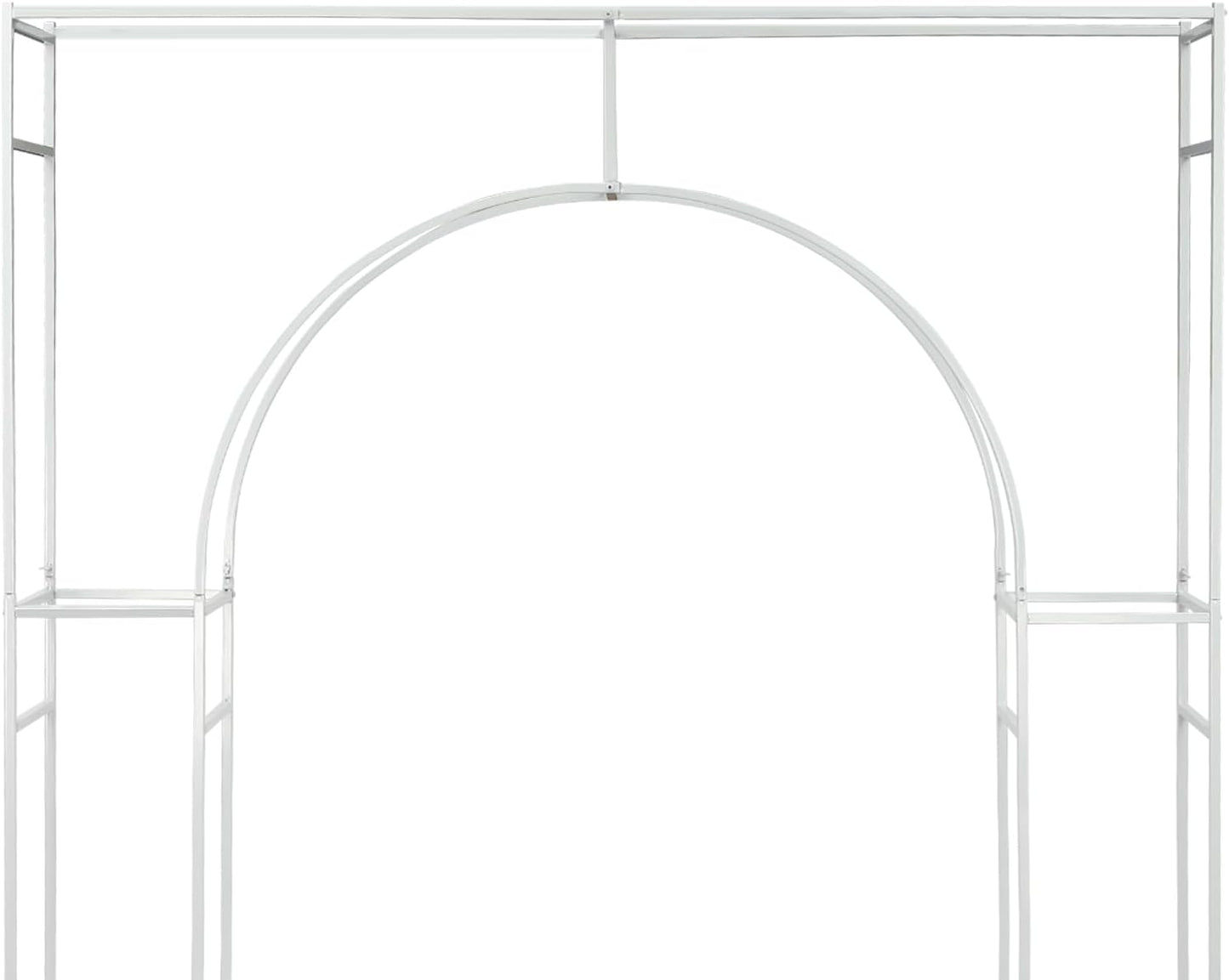 Wedding Arch Backdrop Stand, White Double Square Arch Backdrop Stand for Ceremony, 7.87ft Tall Metal Open Balloon Arches Garden Arbor Frame for Photo Background Decoration