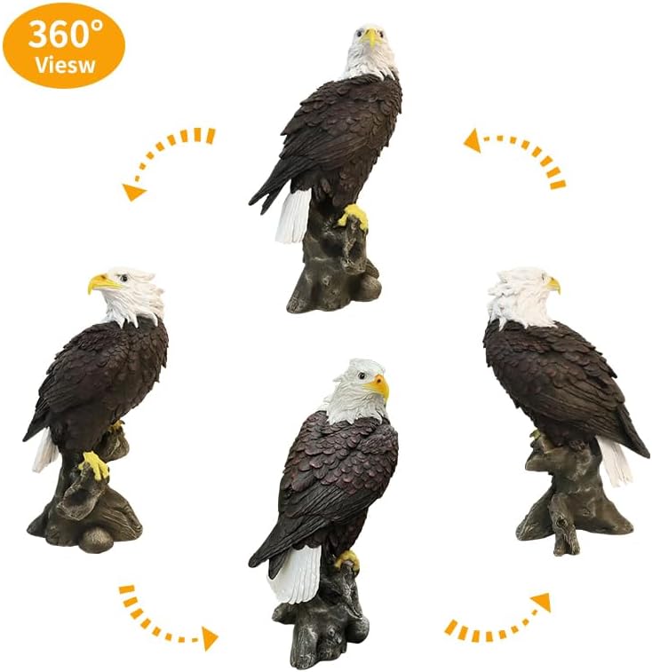 Garden Decor Sculptures Statues Outdoor, Bald Eagle Statue Christmas Animal Decoration, Home Patio Decor Gardening Gifts for Porch,12.99Inch Tall
