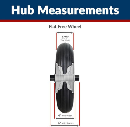 16" Flat Free Wheelbarrow Tire | Replacement Wheel for Wheelbarrow, Trailer, Wagon | Durable Wheel with 4" to 6" Hub | Compatible with 6" Hub with Spacers | 5/8" Bearing | Lapp Wheels