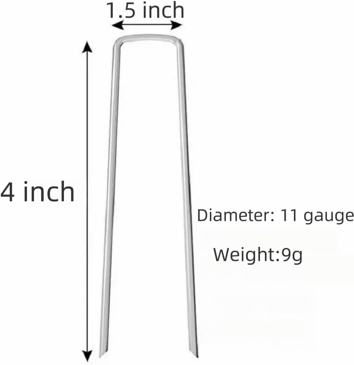4 inch 25 Pack Silver Galvanized Landscape Staples 11 Gauge Garden Stakes Pins Anti-Rust Ground Stakes U-Shaped Tent Stakes are Used for Weed Barrier, Irrigation Tubing, Yard Lawn, Landscape Fabric