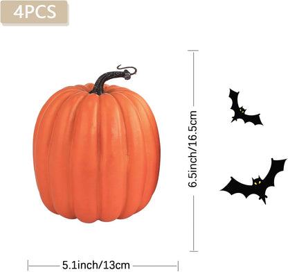 Artmag 6 Inch Large Artificial Pumpkins, 4PCS Big Orange Faux Foam Harvest Pumpkins for Fall Autumn Thanksgiving Seasonal Holiday Decor Decorations (Orange)