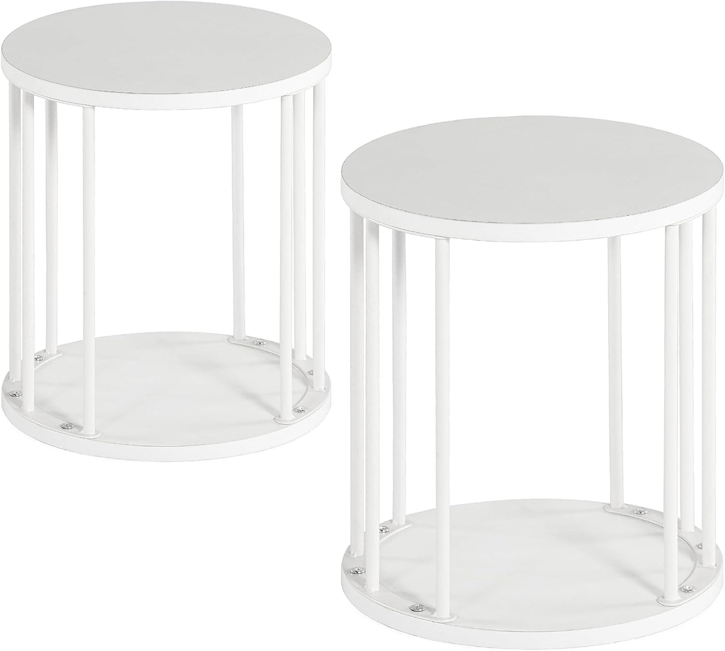 HDANI Wooden Stool Set of 2 for Kids,Adults,300lbs Load Capacity Garden Round Wood Stool,Non-Slip Small Step Stool for Plant Stand,Kitchen,Bathroom and Bedroom,White