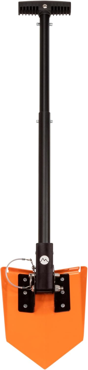 DMOS Delta Shovel - Collapsible Heavy-Duty Steel Folding Shovel for Camping, Overlanding, Survival, Military, Hunting, & Off-Road Use - Signal Orange - Compact