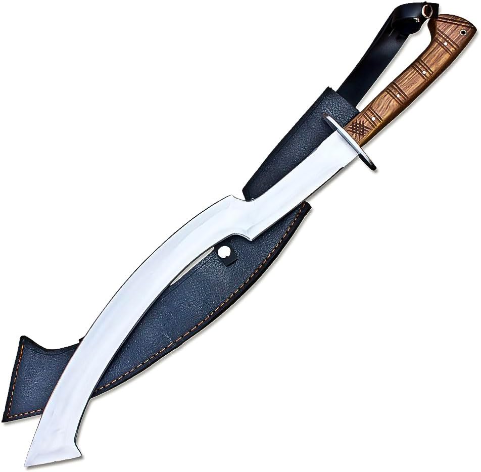 Custom Handmade Stainless Steel Khopesh Sword - Ancient Egyptian Sword with Pure Black Leather Sheath, Best Gift | Collector Choice