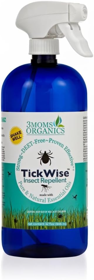 3 Moms Organics TickWise Insect Repellent, 32oz Extra Strength - DEET- Free, Tick and Insect Repellent, Plant Based Essential Oils, All Natural Ingredients, Safe for Kids, Adults, Dogs and Horses