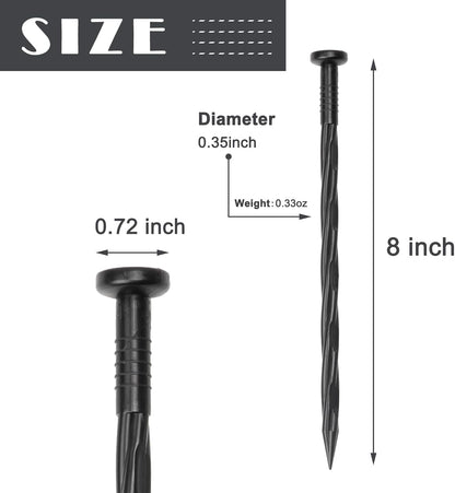 Plastic Landscape Anchoring Spikes 25 Pcs 8 Inch Nylon Spiral Landscape Spikes for Yard, Garden Lawn, Weed Barriers, Artificial Turf, Tent