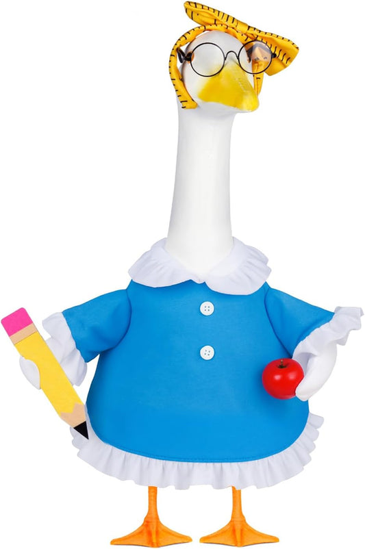 Back to School Porch Goose Outfits 23"/ 17'' Lawn Goose Teacher Clothes Cemment Geese Costume Garden Yard School Classroom Decor