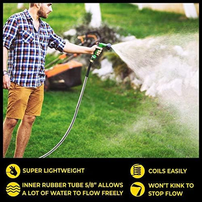 BIONIC STEEL PRO Metal Garden Hose 50 Ft with Nozzle, 304 Stainless Steel Water Hose, 50 Ft Garden Hose Tough & Flexible, Lightweight, Crush Resistant, Kink & Tangle Free, Rust Proof - 2025 Model