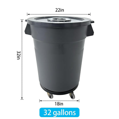 32 Gallon Outdoor Trash Can, Outdoor Trash Can with Lid and Wheels, Commercial Trash Cans Suitable for Restaurants, Kitchens and Courtyards