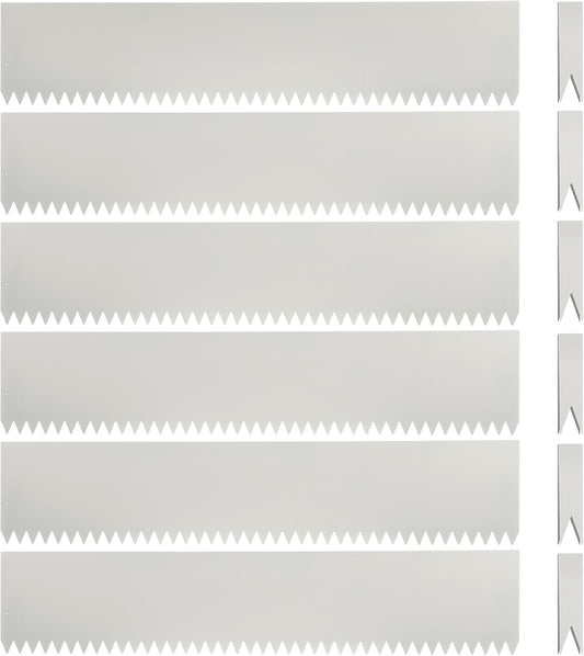 Landscape Edging Kit, Galvanized Steel Edging Landscape Lawn Edging Powder for Lawn Yard, Coated Bendable Metal Strips, No-Dig Hammer-in Edging Border w/Clips (8 INCH 6 PCS, White)