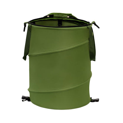 Collapsible Pop Up Trash Can, Outdoor Recycling Bin 13.8x15.8 in, 600D Oxford Cloth Yard Waste Bags, Camping Trash Can With Clip and Zip Lid (1Pcs-Green 10 Gallons)