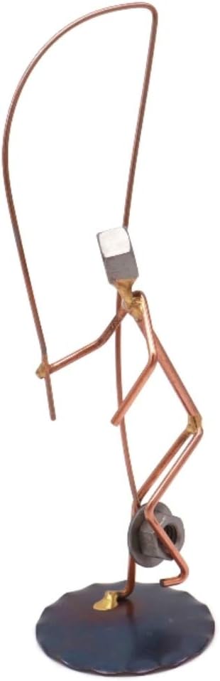 Hooked Hat Fisherman Collectible Handmade Metal Art Figurine, Desk Accessories, Trophy, Boss Gift