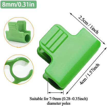 30pcs 8mm Greenhouse Clamps Hoops for 7-9mm PVC Pipe Tubes, Windproof Set Green-house Film Clamp, Outside Patio Shading Net Rod Clip Garden Hoop for Row Cover, Plastic Sheeting Support, Green