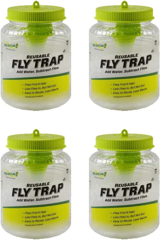 Rescue Outdoor Reusable Fly Trap Canister 4 Pack