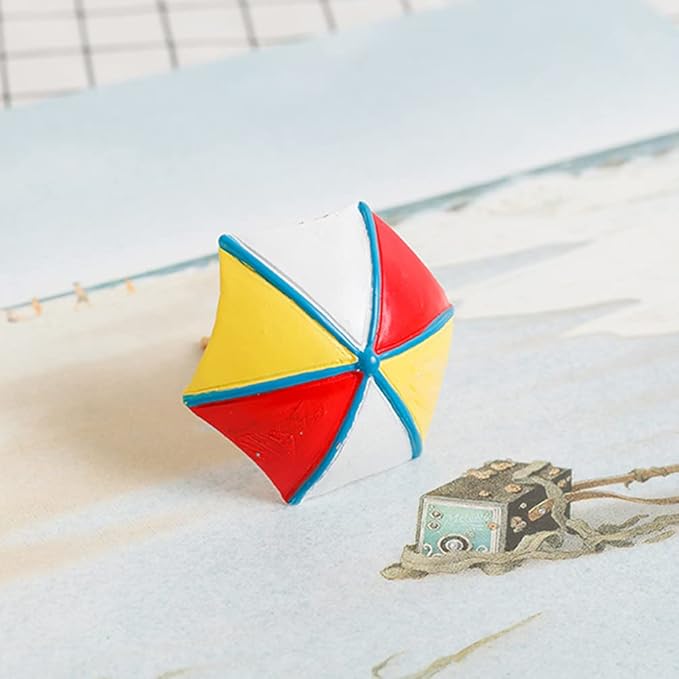 TOYANDONA 2pcs Beach Zen Garden Decor Mini Chair Sun Umbrella Sandbox Accessories Nautical Miniature Doll House Ornament Kits for DIY Fairy Garden Plant Cake Decoration