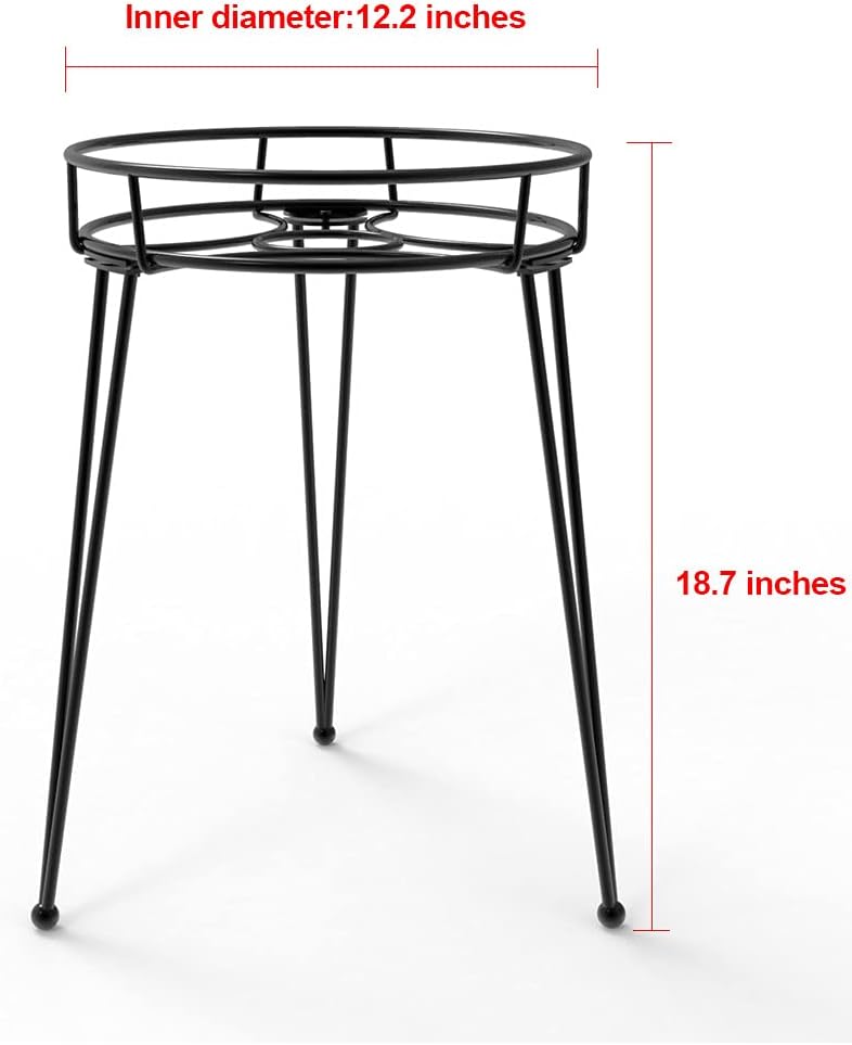 Midcentury Modern Metal Potted Plant Stand 18.7 inches Tall Flower Pot Holder Large Rustproof Iron Garden Container Heavy Duty Rack for Planter,Black (18.7 inches Tall Black)