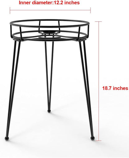 Midcentury Modern Metal Potted Plant Stand 18.7 inches Tall Flower Pot Holder Large Rustproof Iron Garden Container Heavy Duty Rack for Planter,Black (18.7 inches Tall Black)