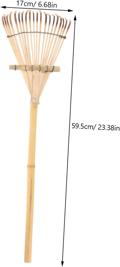 Milisten Gardening Tool Bamboo Rake Wood Handle Small Garden Rake for Loosening Weeding Gardening Tasks