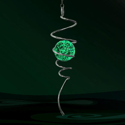 Glow in The Dark Wind Spinner Tail Gazing Ball Spiral Decorative Spiral Tail Wind Spinner Stabilizer Sun Catcher,Indoor Outdoor Hanging Art Garden Decoration Wind Sculpture Stabilizer-13in